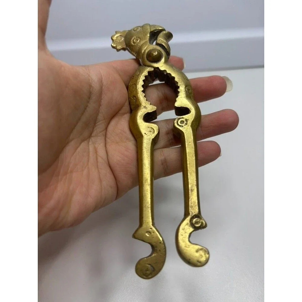 Vtg. Heavy Rooster Chicken Bird Brass Nut Crab Cracker Bottle Opener Nutcracker